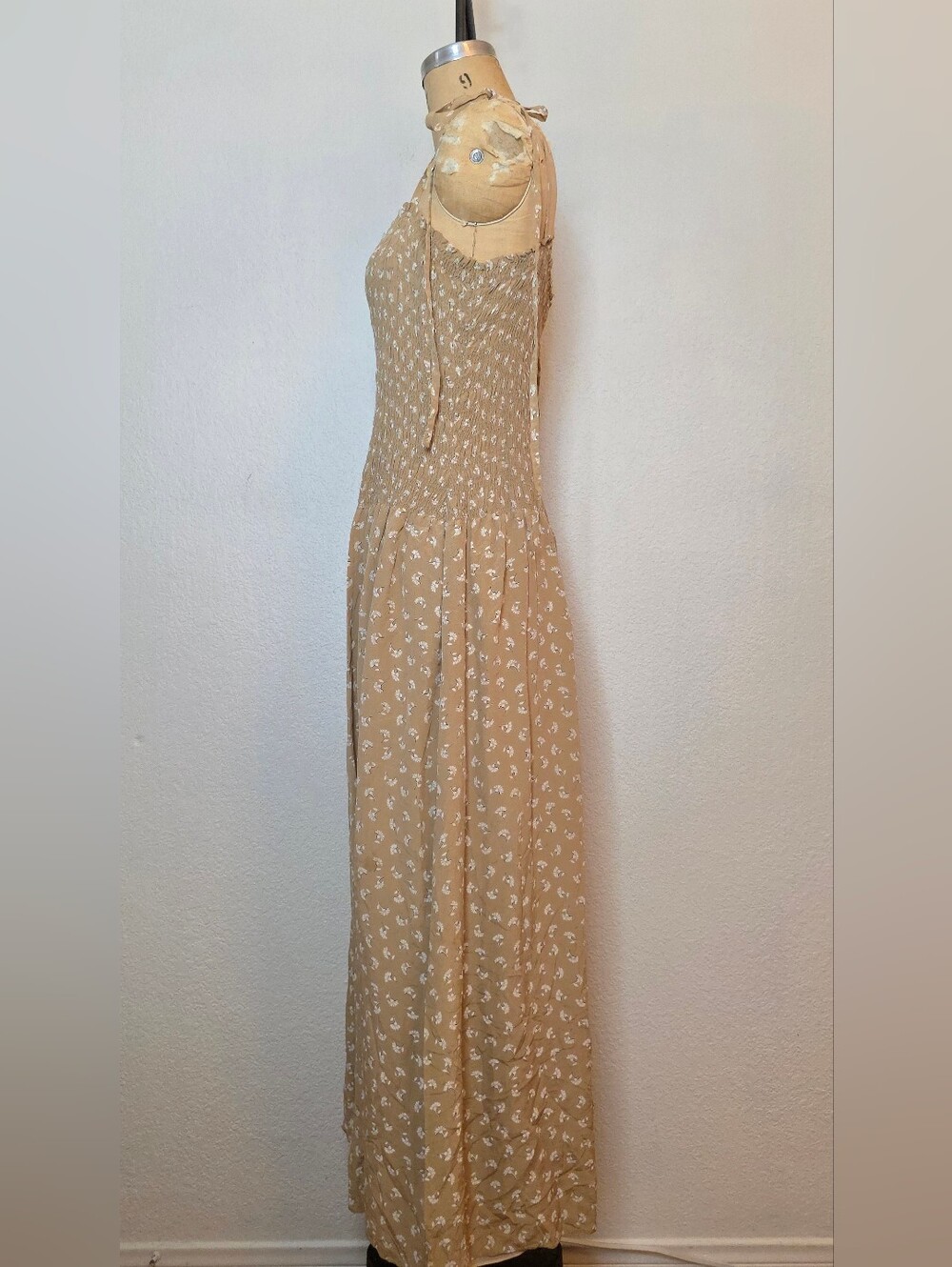 REBECCA TAYLOR Tan Silk Emmy Sleeveless Floral Maxi Dress - Picture 8 of 11
